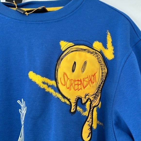 SCREENSHOT Mens Urban NYC Graffiti Hip Hop Fleece Pullover Active Fashion Crew - Picture 3 of 13